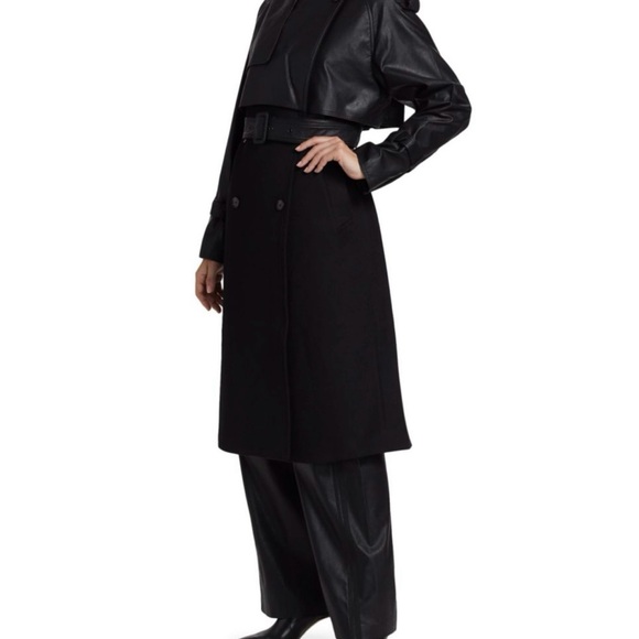 Kobi Halperin Black Faux Leather Trench Coat - Picture 3 of 15